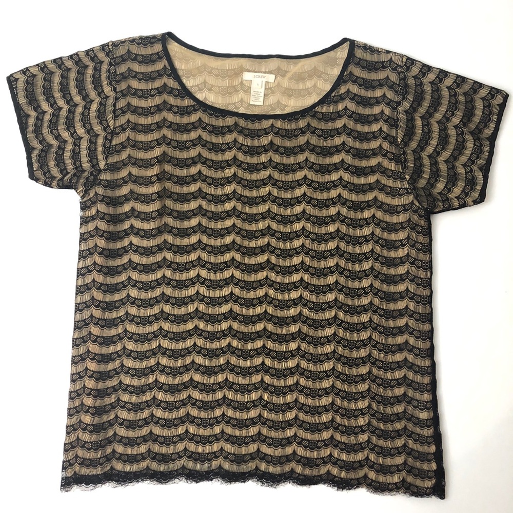 J Crew Black Lace Tee
